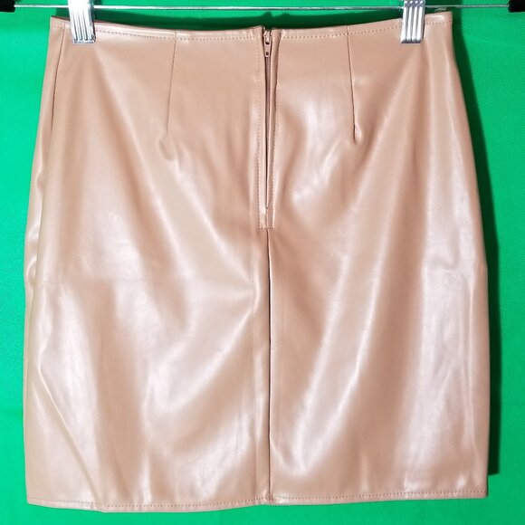 Windsor Tan Natural Vegan Faux Leather Skirt Women Small Club Party NWT - Picture 2 of 6